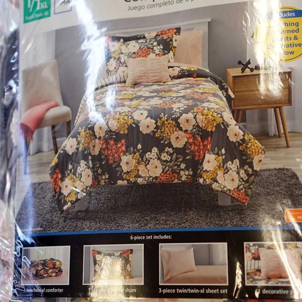 NIP Mainstays Garden Floral 6pc Bedding Set, Twin - Picture 2 of 6